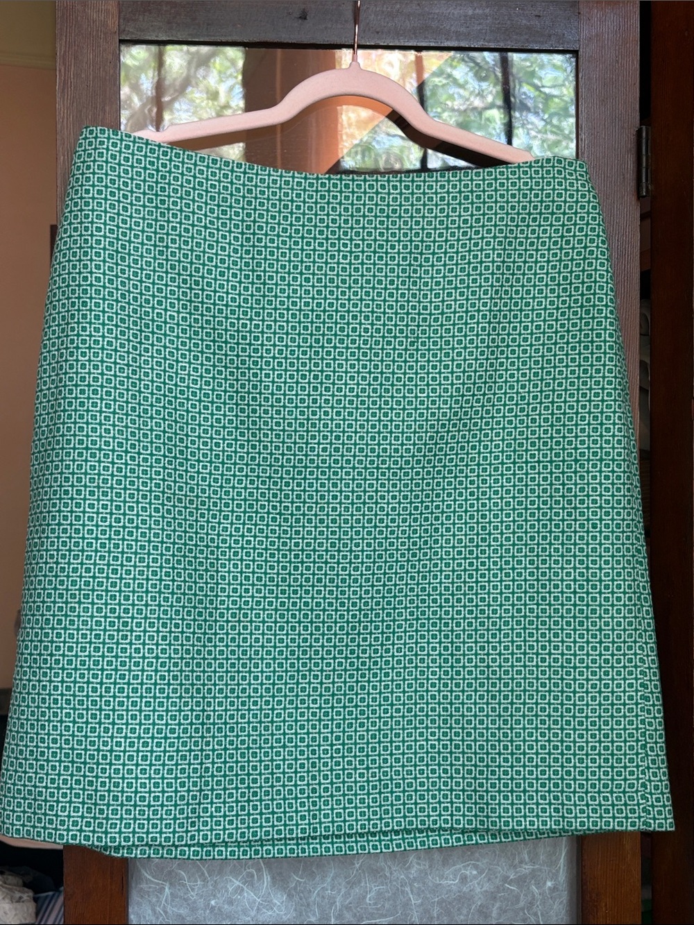 Boden Mint Green Geometric A-Line Skirt
